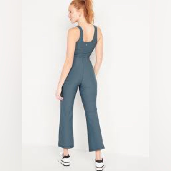 NWT Old Navy sleeveless power soft flared active jumpsuit ocean shale blue - Picture 2 of 8